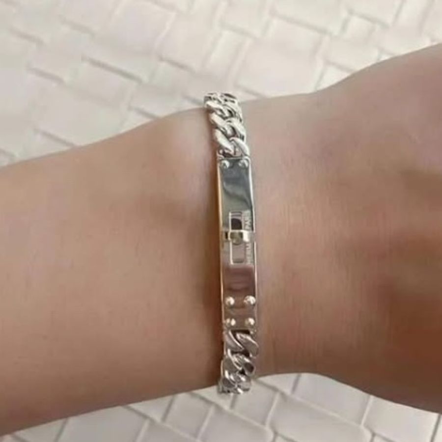 Hermes Kelly Gourmette Silver bracelet-4
