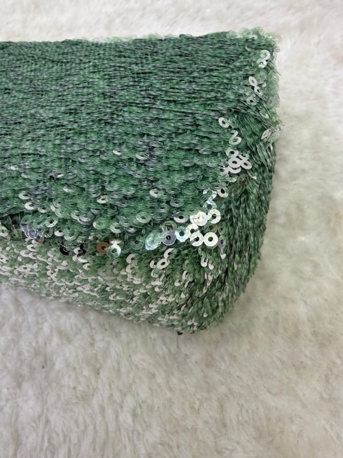 Chanel Green Sequins and Satin Mini Square Classic Flap Bag-11
