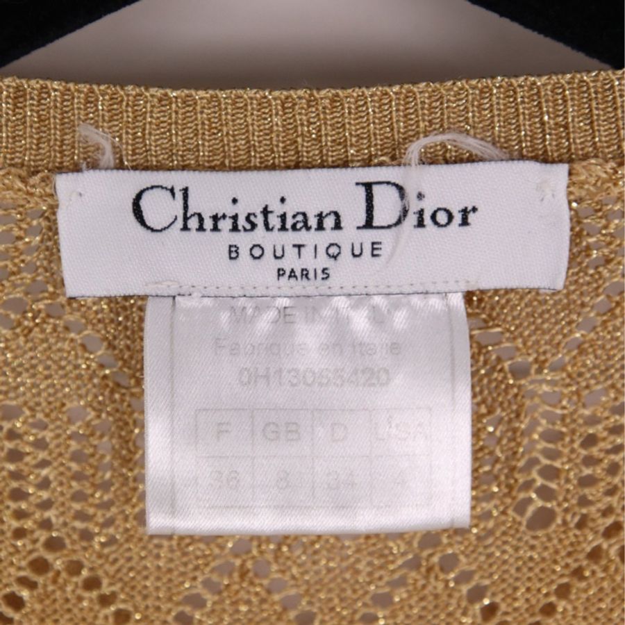 Dior金色针织V领短袖上衣外套-16