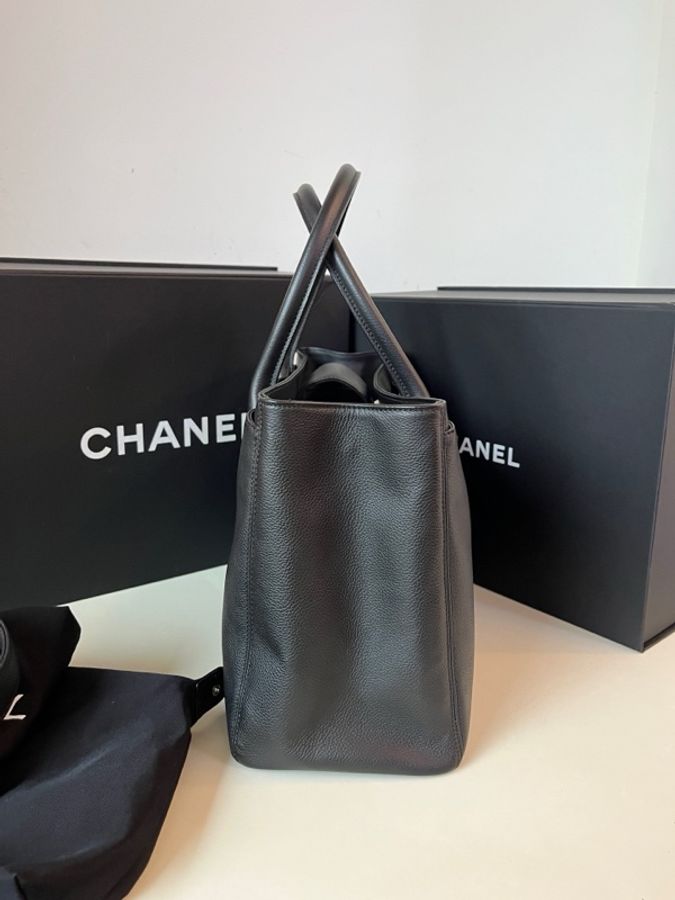 98新 Chanel/香奈兒 黑銀細紋牛皮cerf中號 附件:後配肩帶-3