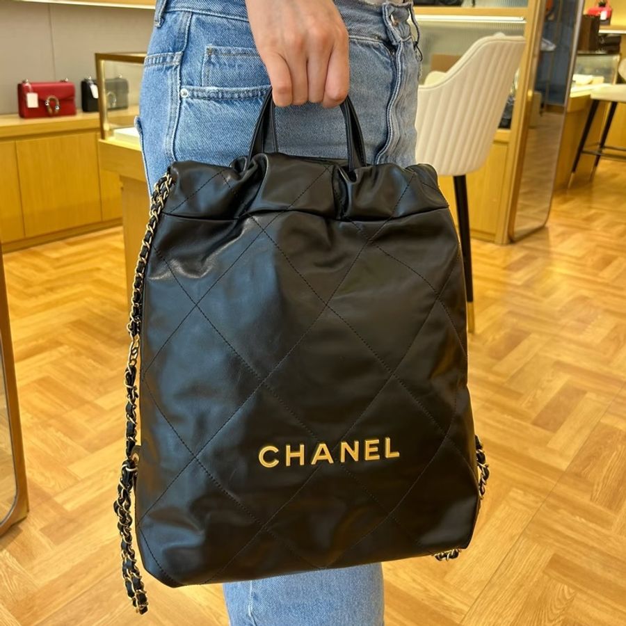 💎Chanel香奈兒|22bag 黑銀小號雙肩包|98新芯片款-0