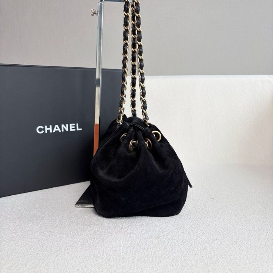🖤 CHANEL 麂皮元寶鏈條肩背包 黑金扣 🖤-10