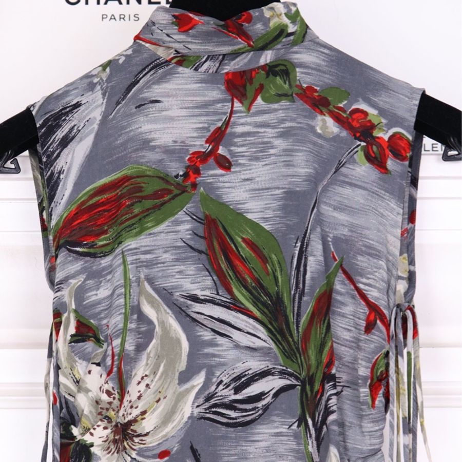 Dolce&Gabbana 01年春夏秀款灰色褶皱花卉无袖连衣裙-21