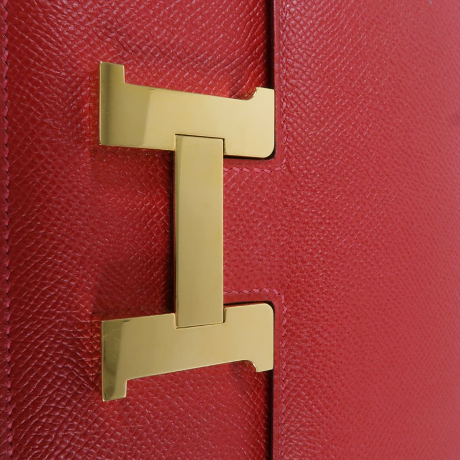 HERMES Epsom皮革Constance Mini肩背袋Rouge Casaque-7