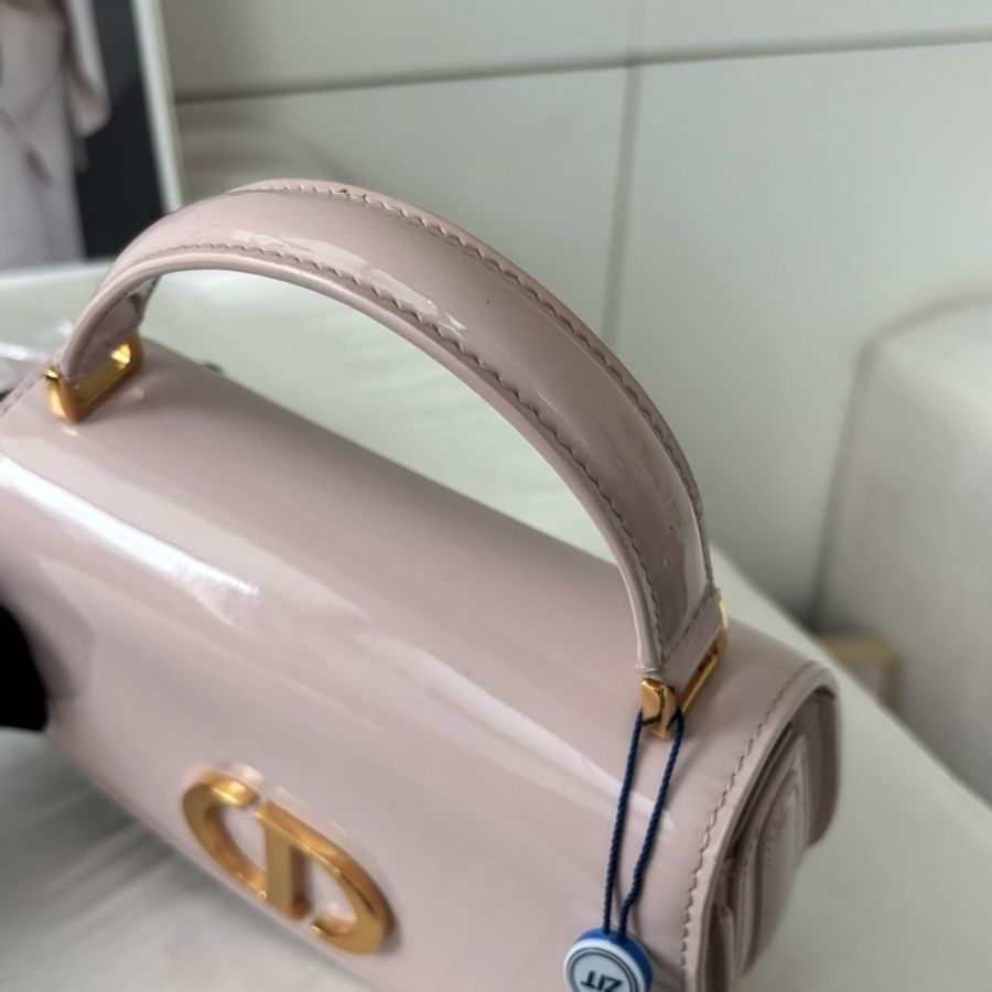Dior迪奧 蒙田30AvenueCD徽標小牛皮單肩斜挎手提包小號淺粉色-3
