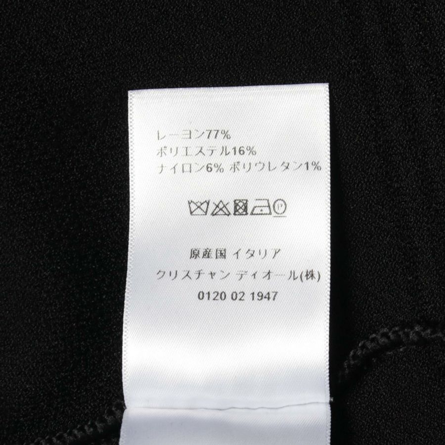 Christian Dior Logo 長袖壓紋洋裝 #F34 尼龍黏膠黑色二手-3