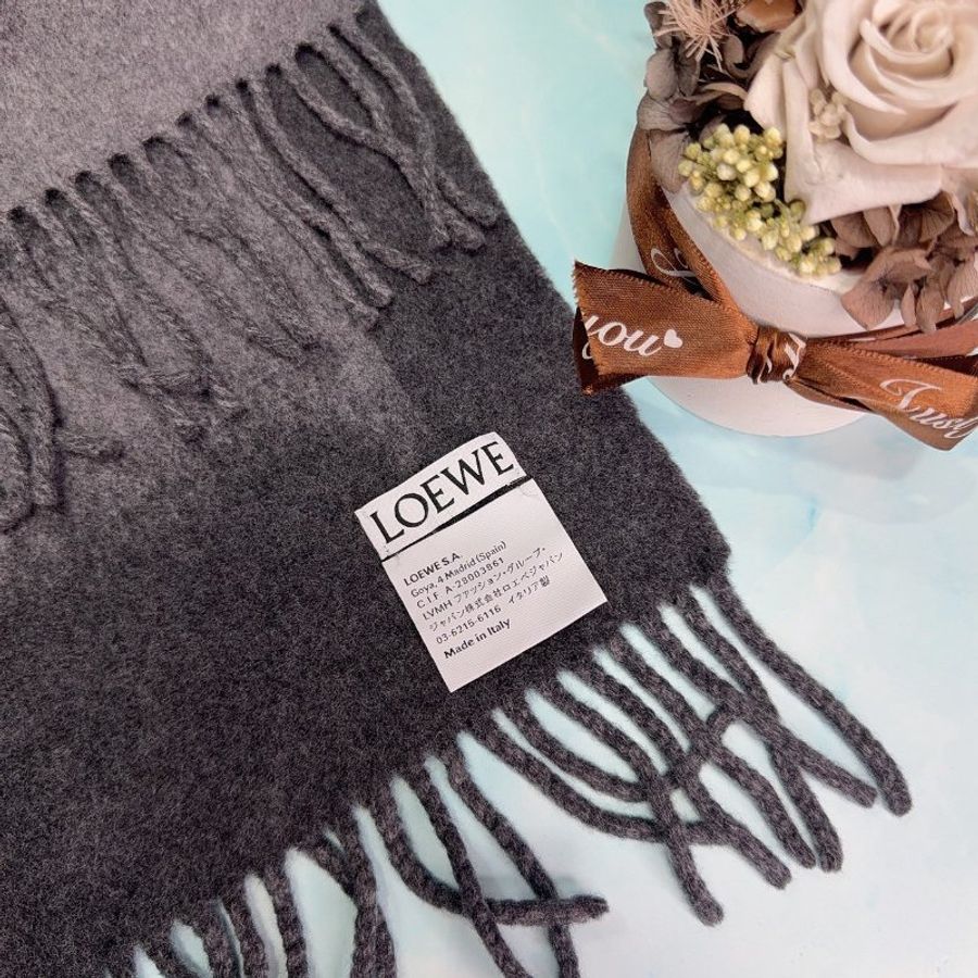 LOEWE 雙面羊毛羊絨混紡圍巾-4