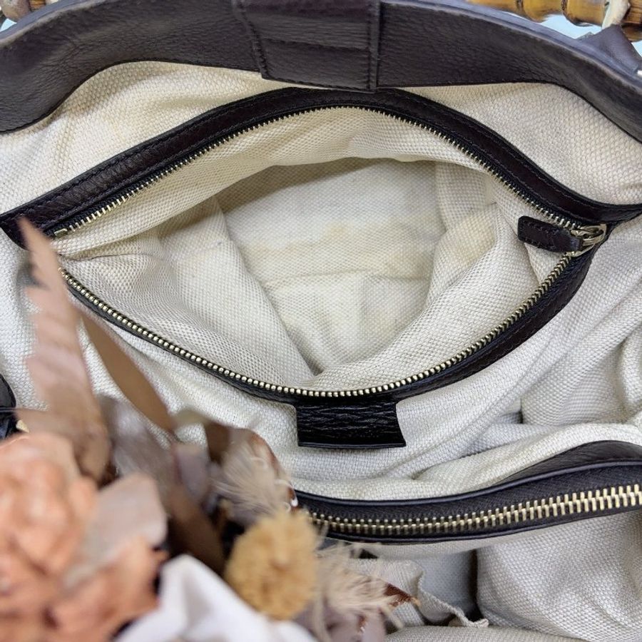 GUCCI Diana竹節老花帆布托特包-6