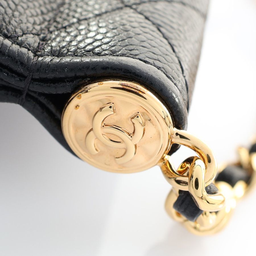 黑色 荔枝紋牛皮 Phone Holder 肩背包【CHANEL 香奈兒】 AP3038-10