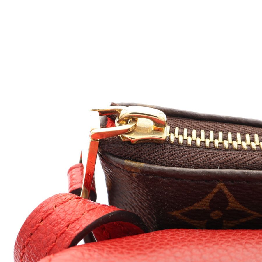 棕色 原花 紅色牛皮 Twice 肩背包【LOUIS VUITTON LV 路易威登】 M50184-11