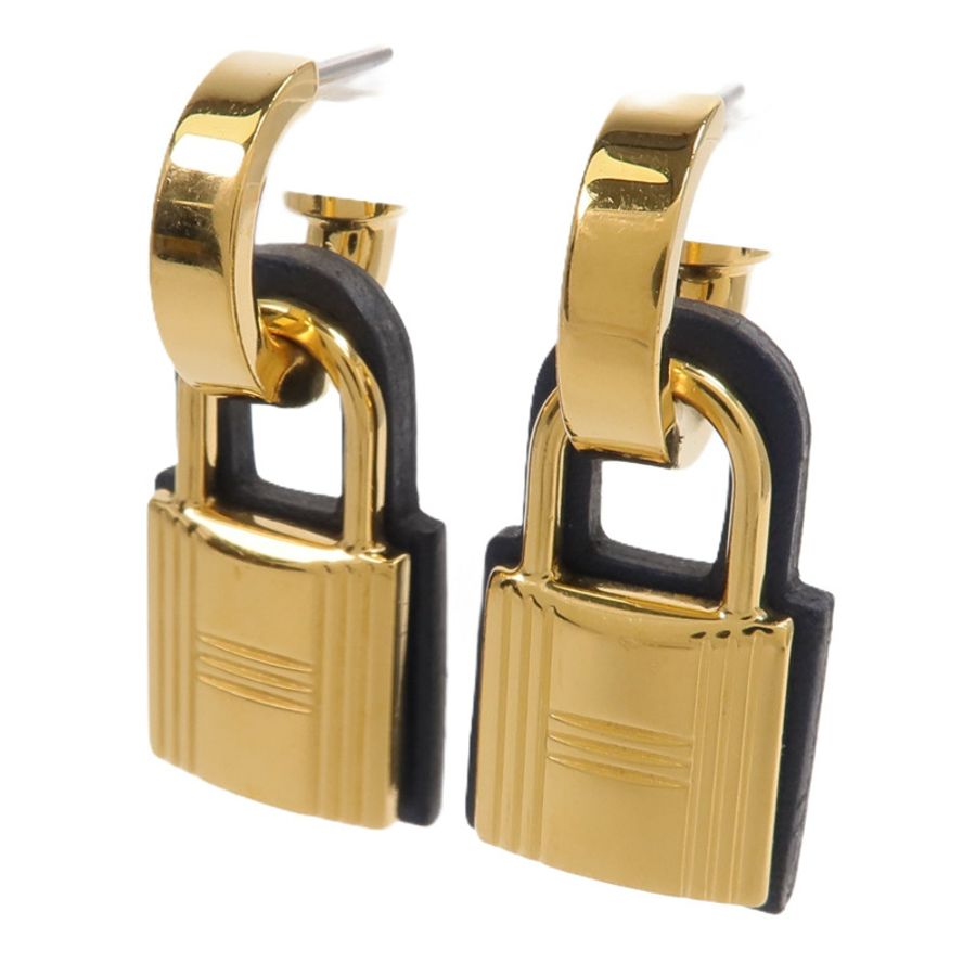 HERMES 皮革/金屬O'Kelly Earrings耳環Bleu Profond-1