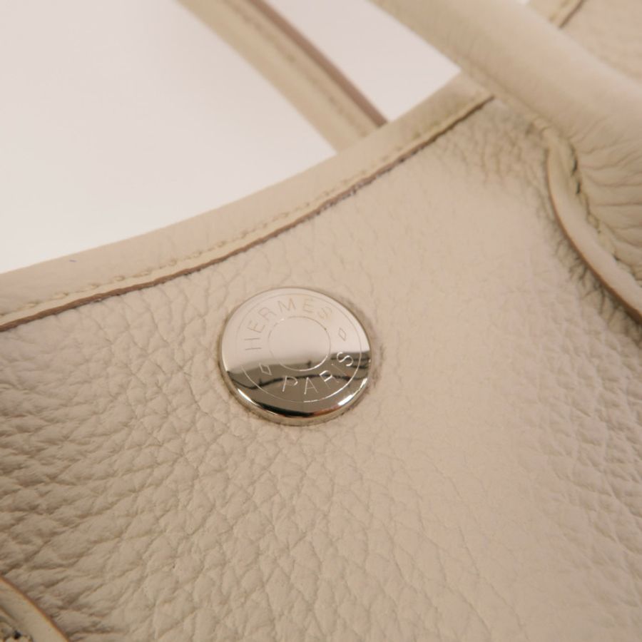 HERMES Clemence皮革Garden Party TPM手挽袋Craie-8