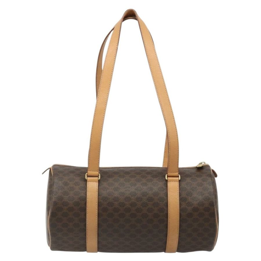 【日本直送】CELINE Macadam帆布肩背包 PVC皮革 棕色 金色 正品 185605A-1