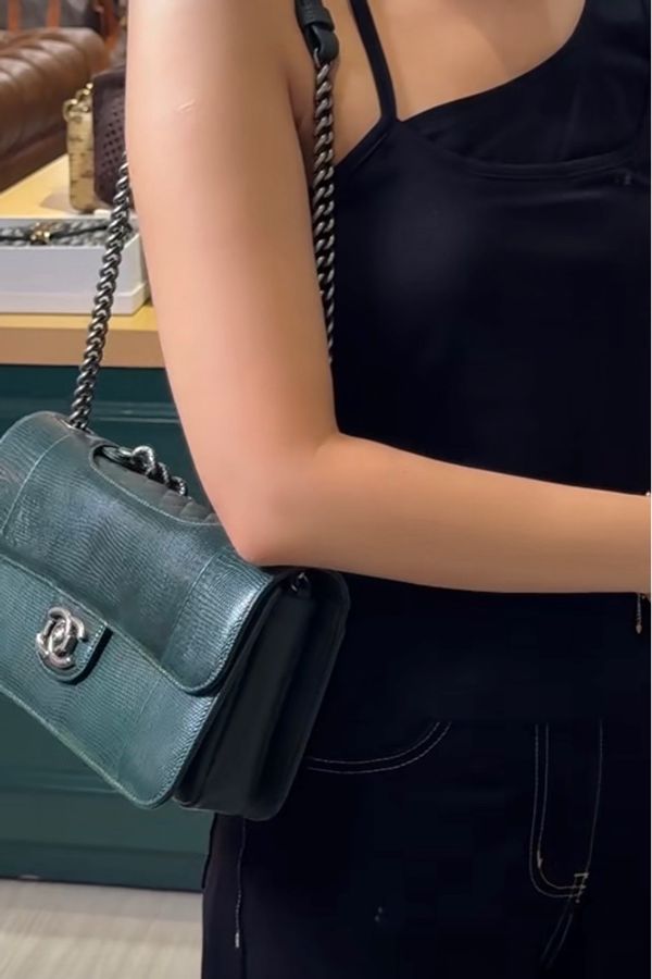 💚 CHANEL 孟買系列蜥蜴皮鏈條包 💚-15