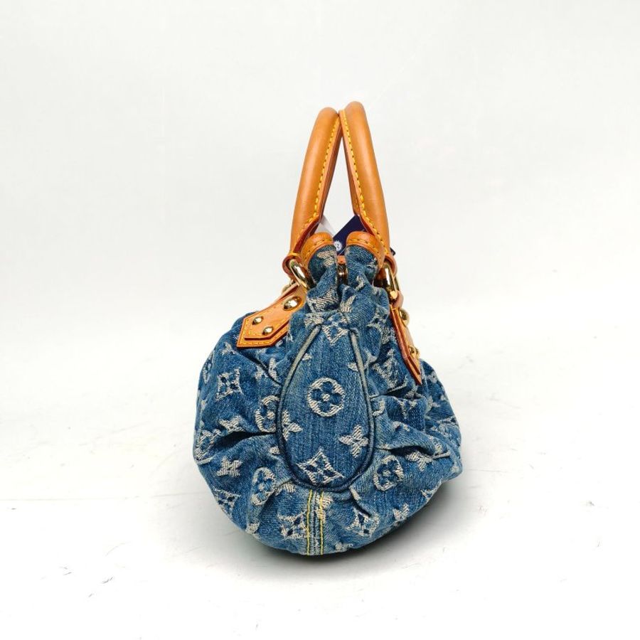 LOUIS VUITTON 中古丹寧元寶包牛仔藍2005肩背包-3