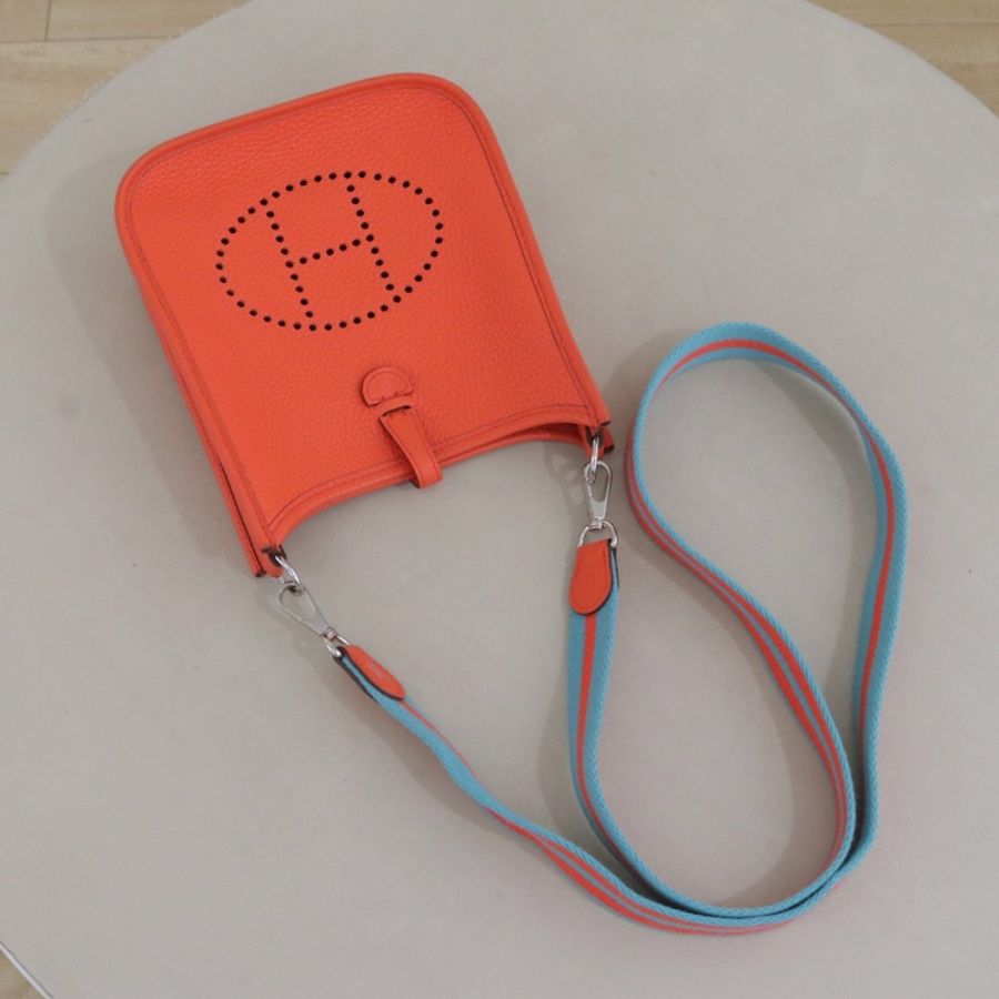 Hermès愛馬仕 Evelyne mini 挎包,T刻,愛馬仕橙銀扣-11