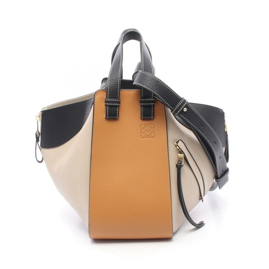 LOEWE HAMMOCK SMALL 單肩斜背包 A538S35X51 皮革 米色 二手-0