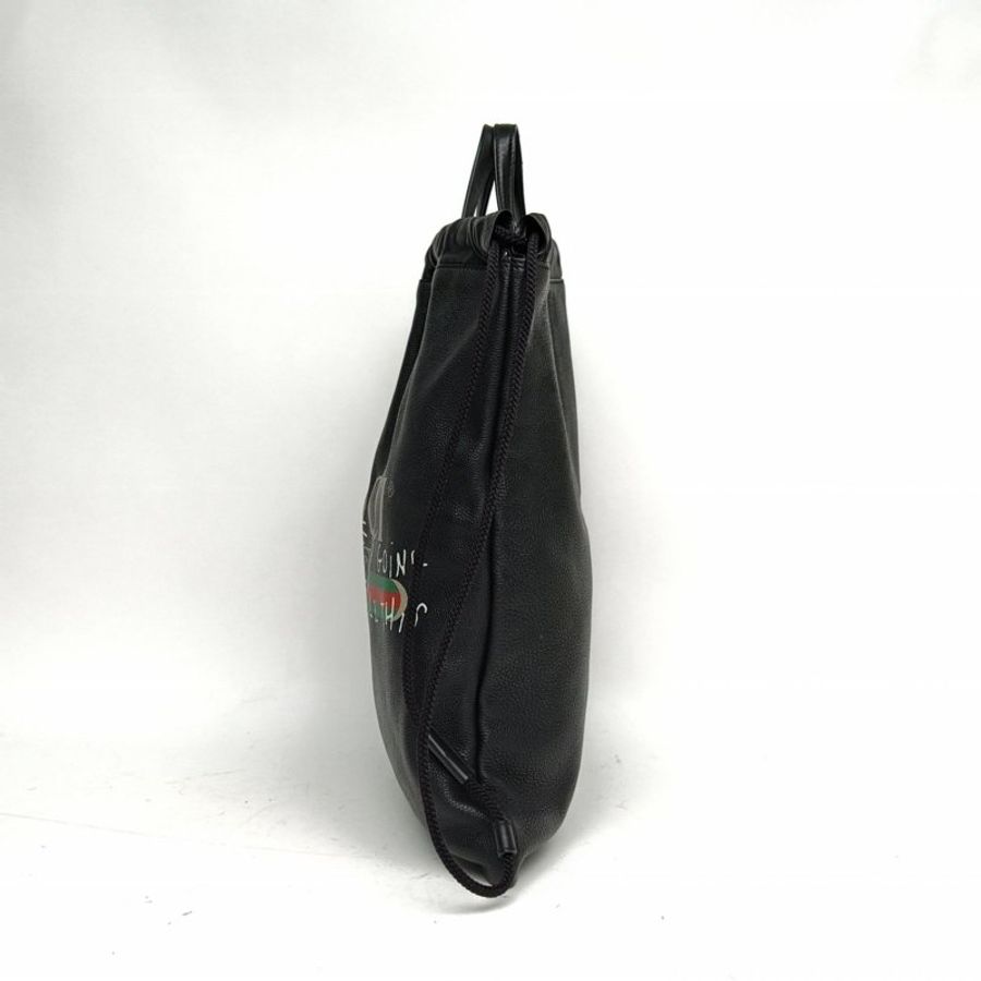 GUCCI Printleather抽繩雙肩包中號黑色塗鴉款肩背包-1