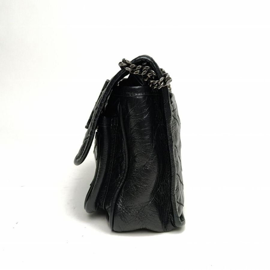 SAINT LAURENT NikiMini21黑色牛皮銀扣肩背包-1