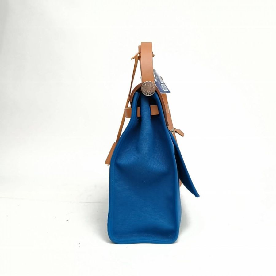 HERMES Herbag31加利西亞藍帆布X刻銀扣肩背包-1