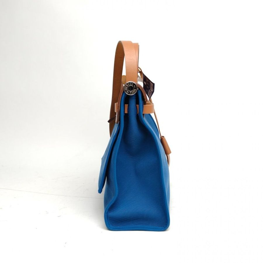 HERMES Herbag31加利西亞藍帆布X刻銀扣肩背包-3