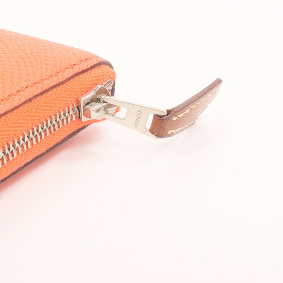 HERMES Epsom皮革Silk'In Compact Wallet錢包Capucine-6