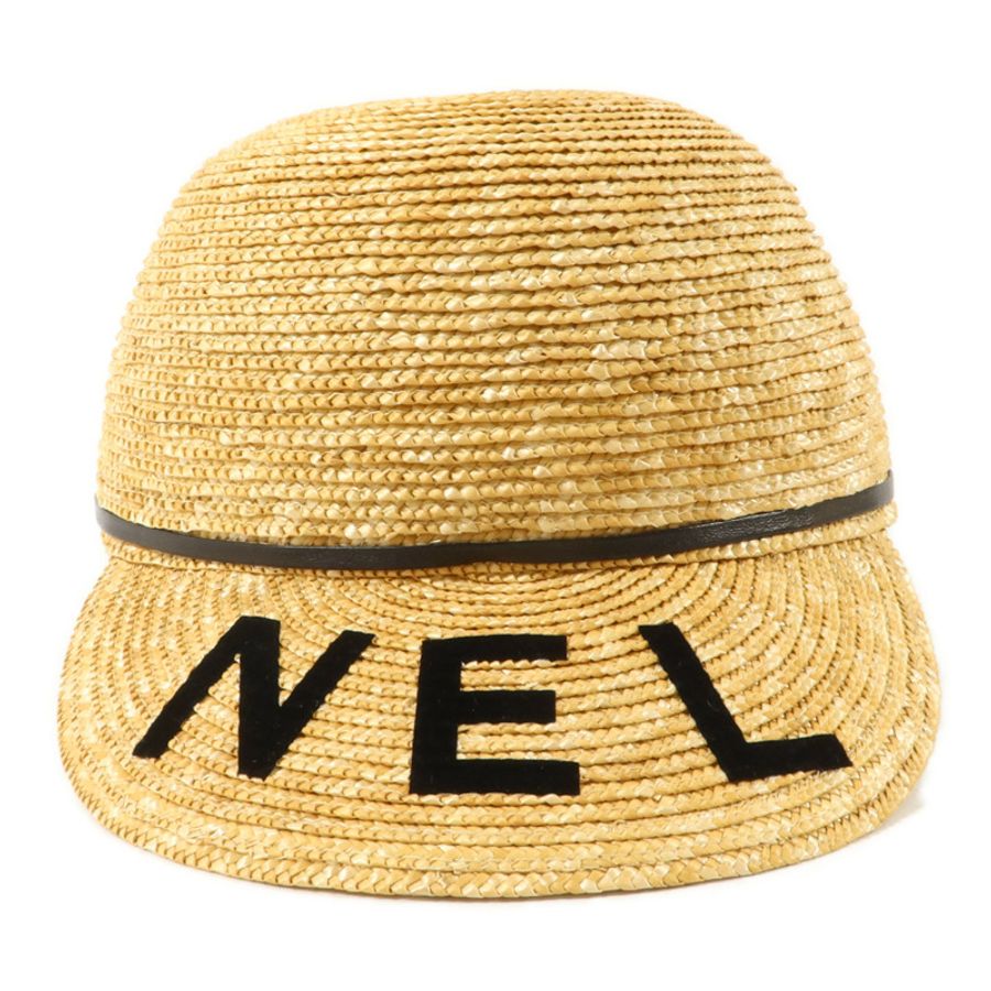 CHANEL 羊皮皮革/稻草Runway Straw Cap S帽子-1