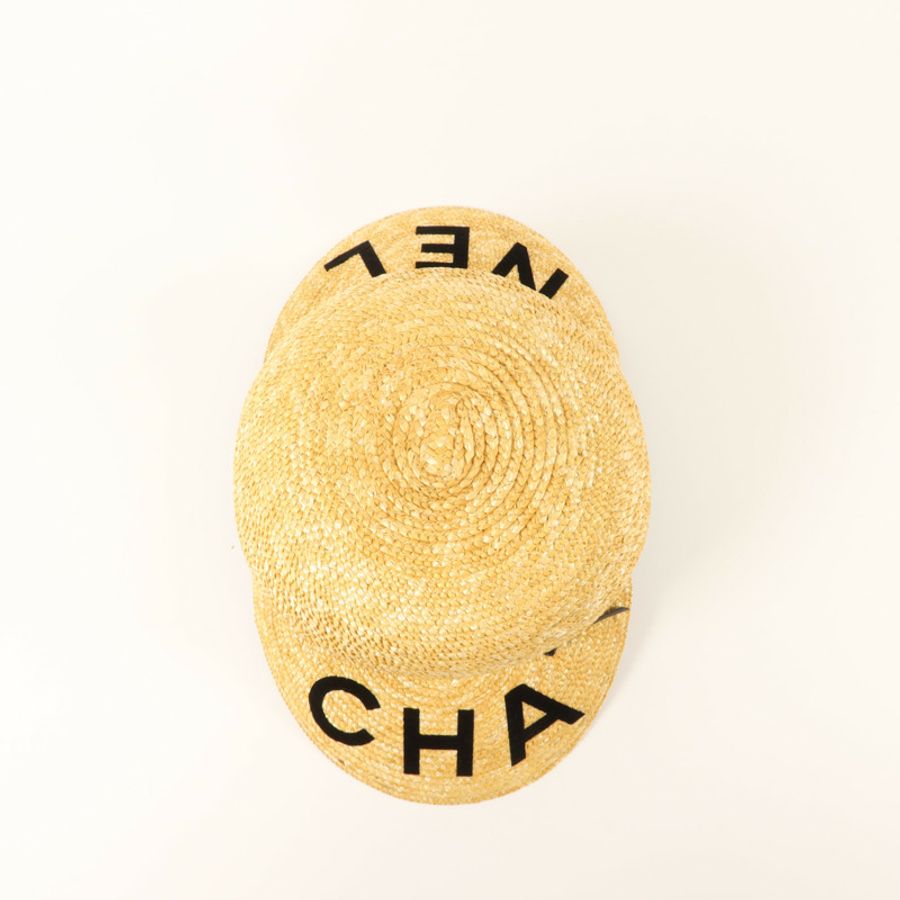 CHANEL 羊皮皮革/稻草Runway Straw Cap S帽子-4
