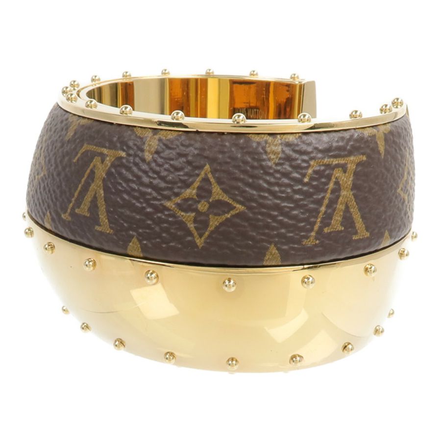 LOUIS VUITTON Monogram/金屬Wild LV Cuff M手鐲-1