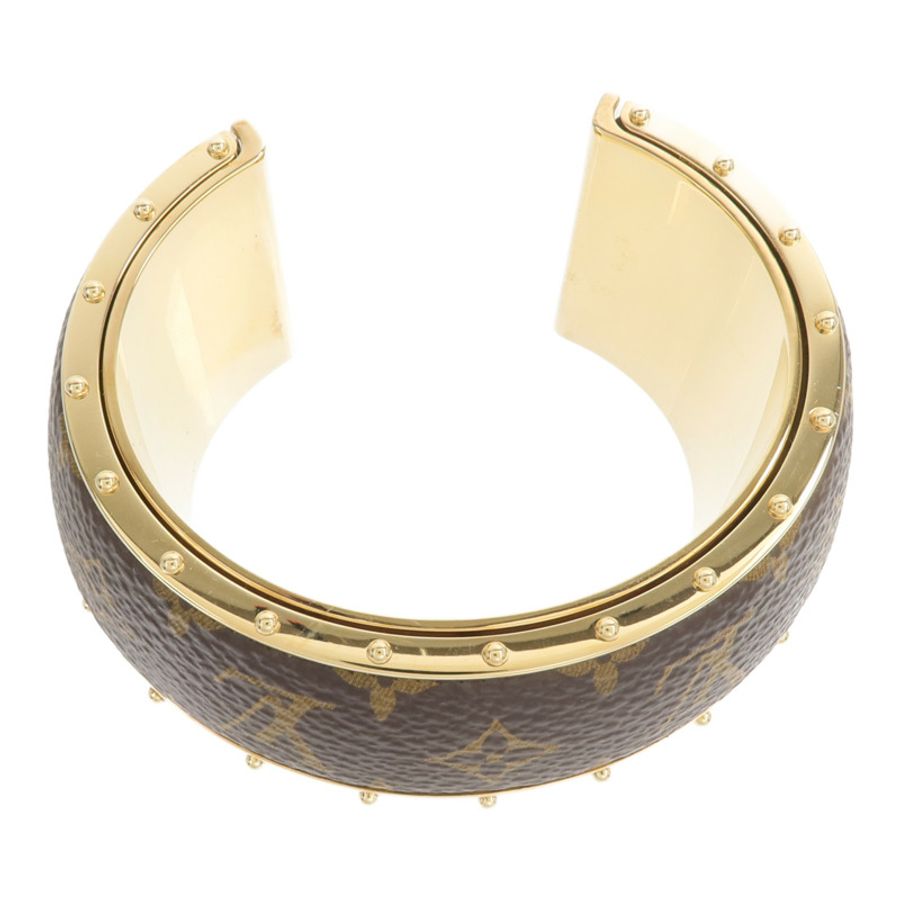 LOUIS VUITTON Monogram/金屬Wild LV Cuff M手鐲-3