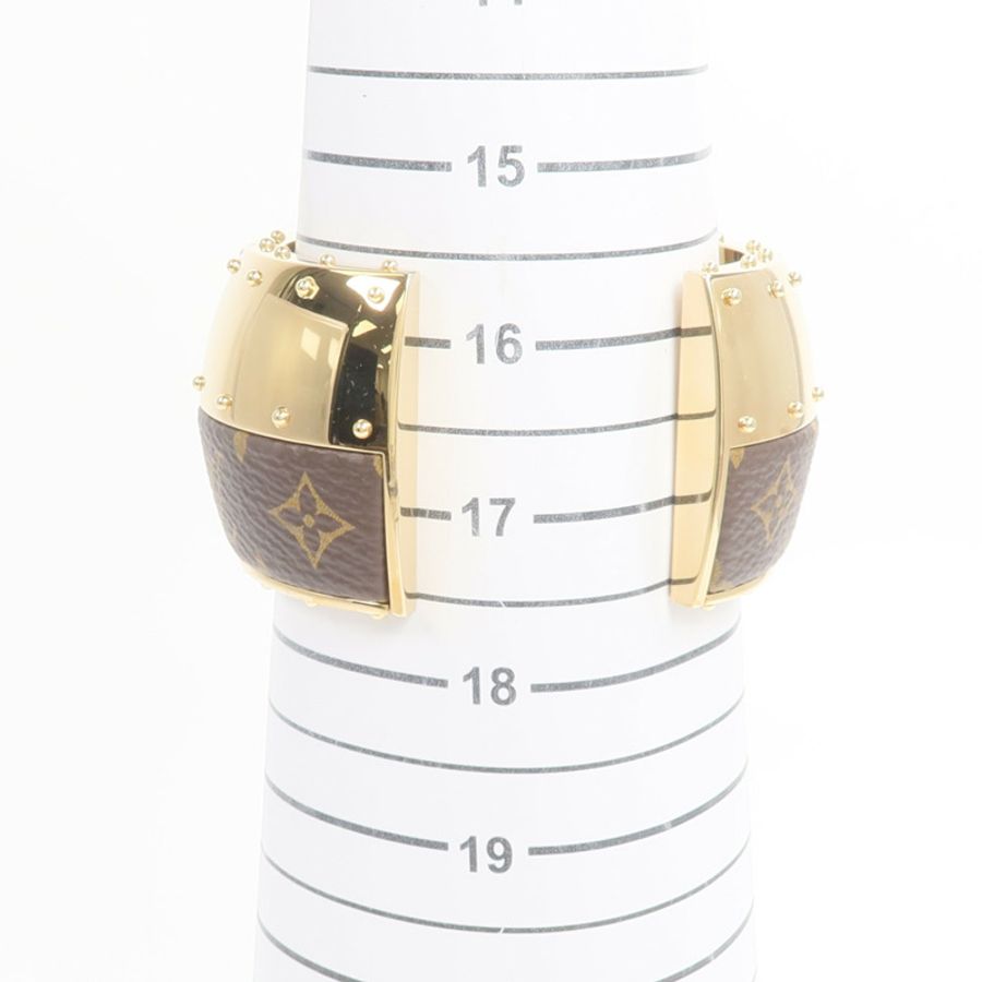 LOUIS VUITTON Monogram/金屬Wild LV Cuff M手鐲-8