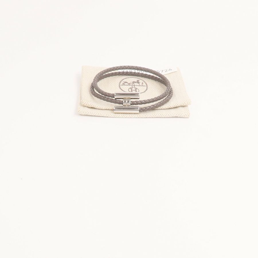 HERMES Swift皮革Tournis Tresse Bracelet手帶-8