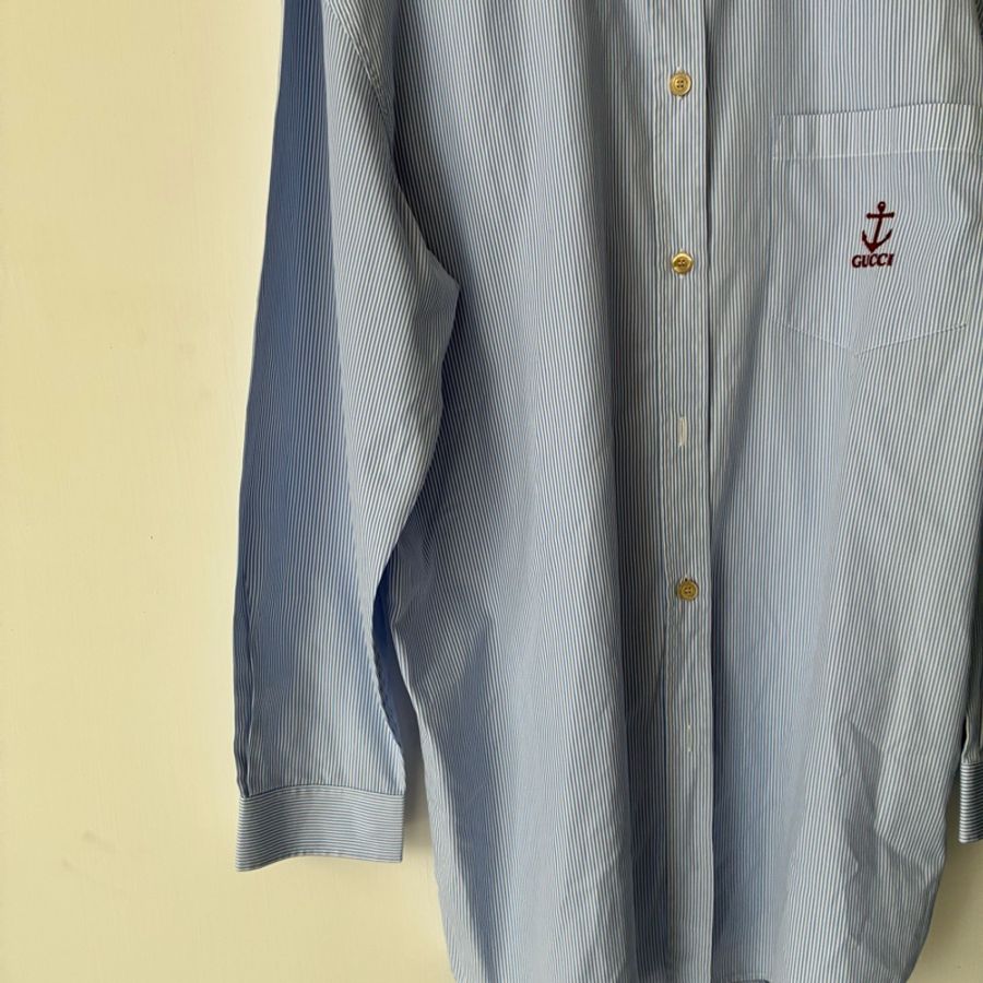 Gucci 藍色/紅船錨⚓️圖案襯衫42號-7
