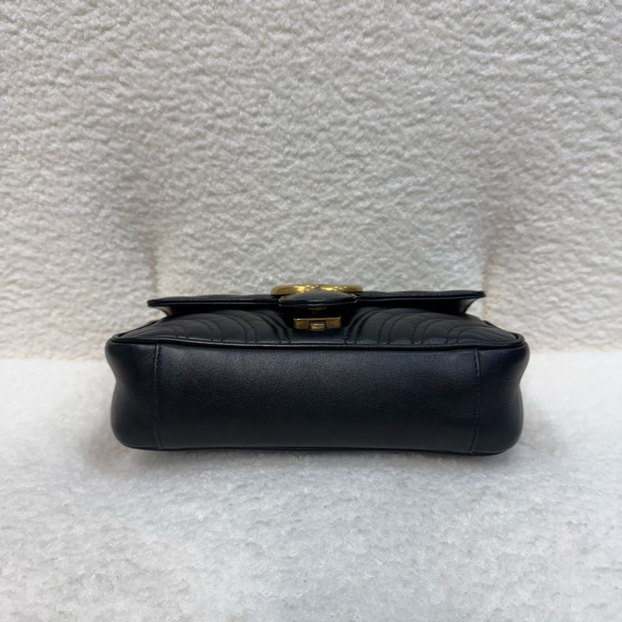 Gucci 黑金牛皮下蓋馬夢22cm-5