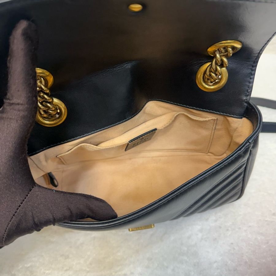 Gucci 黑金牛皮下蓋馬夢22cm-6