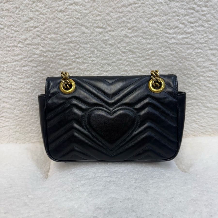 Gucci 黑金牛皮下蓋馬夢22cm-8