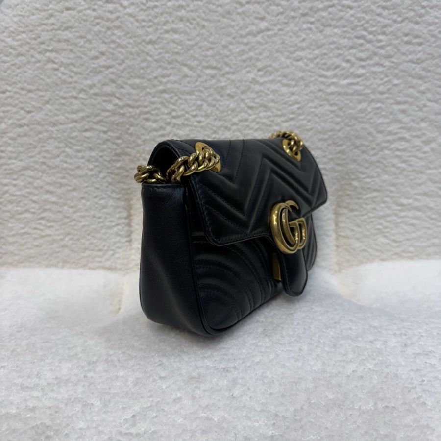 Gucci 黑金牛皮下蓋馬夢22cm-9