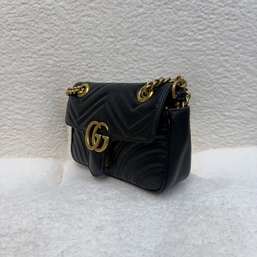 Gucci 黑金牛皮下蓋馬夢22cm-10