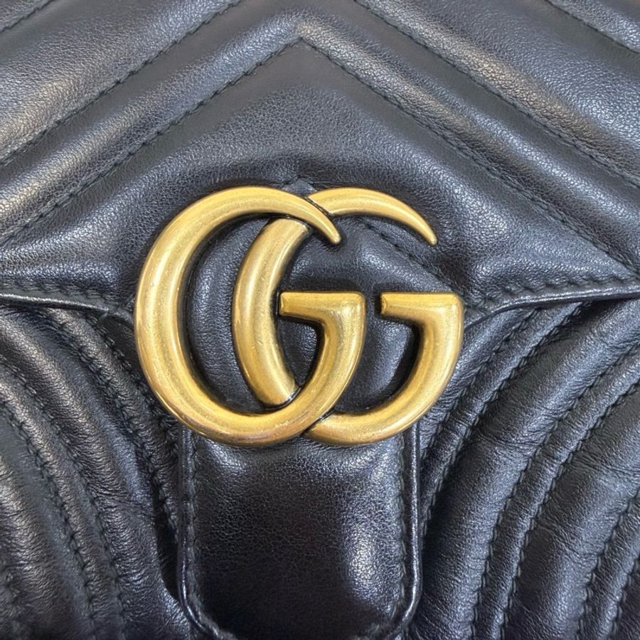 Gucci 黑金牛皮下蓋馬夢22cm-14