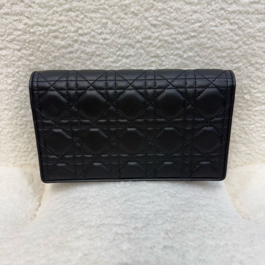 Dior 黑金羊皮藤格紋Lady Dior 鏈條包-3