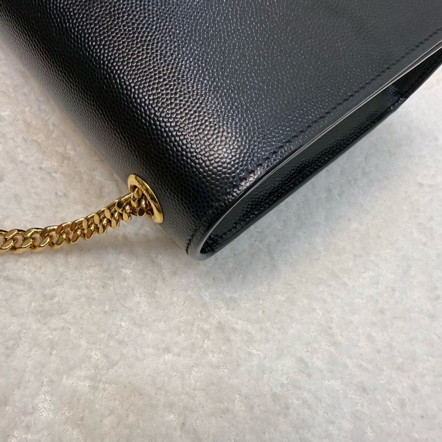 YSL 黑金粒面Kate中型鏈條側背包-17
