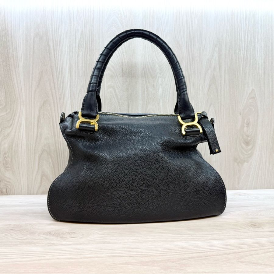 CHLOE 黑色牛皮復古扣中號馬鞍包-3