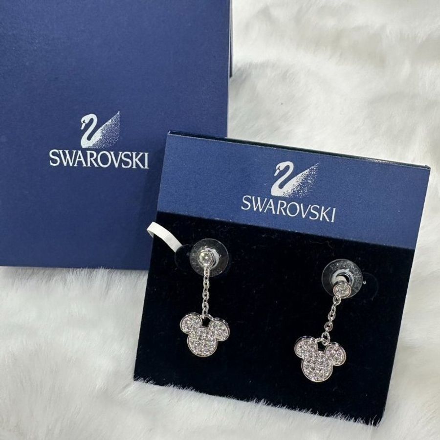 Disney x SWAROVSKI 施華洛世奇 天鵝 迪士尼米奇耳環-0