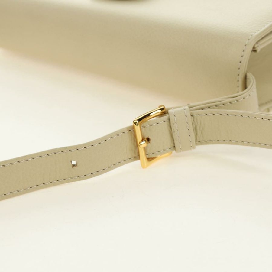 【日本直送】聖羅蘭 YSL 肩背包 皮革 象牙色 金色 正品 am11905V-8