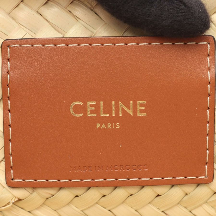 CELINE 中型 Triomphe 籃子單背包 192622CGG04LU 皮革拉菲草米棕色 全新 女士-3