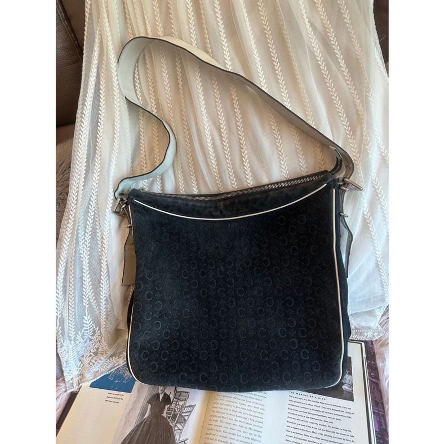 思琳Celine 中古 Vintage 男女合用 古董單肩包 復古 絕版 經典 C Macadam 老花暗紋 郵差包 斜背包 messenger bag crossbody bag-0