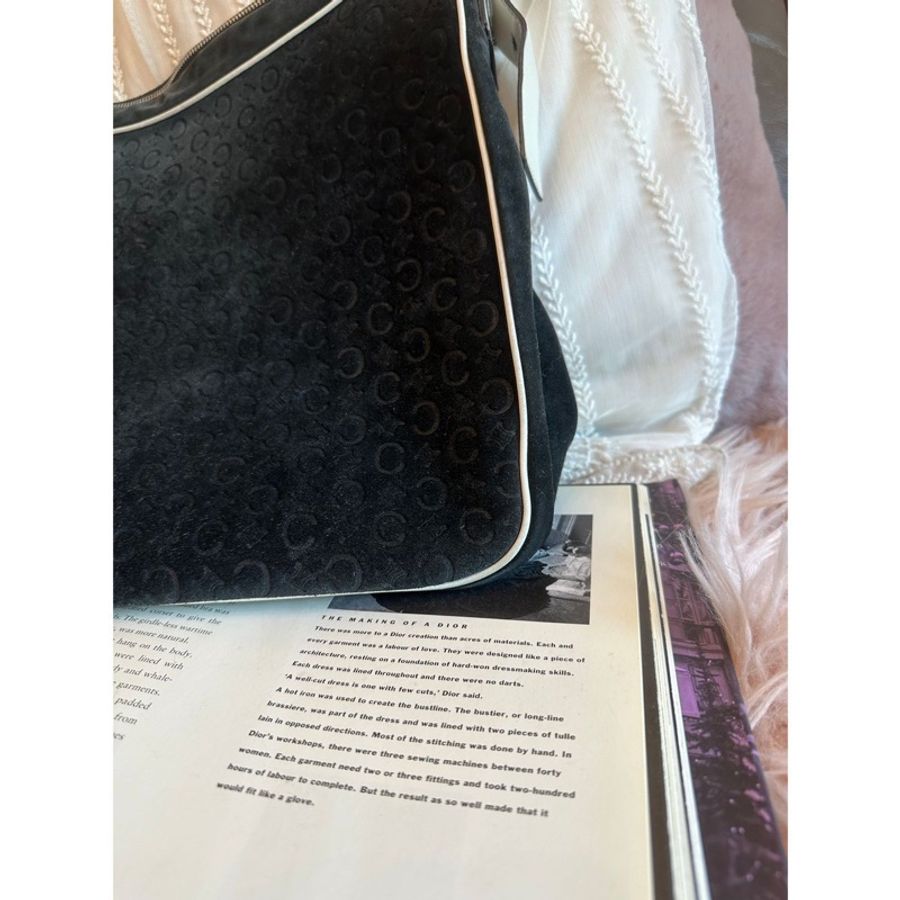 思琳Celine 中古 Vintage 男女合用 古董單肩包 復古 絕版 經典 C Macadam 老花暗紋 郵差包 斜背包 messenger bag crossbody bag-6