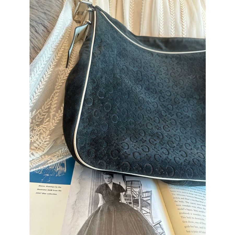 思琳Celine 中古 Vintage 男女合用 古董單肩包 復古 絕版 經典 C Macadam 老花暗紋 郵差包 斜背包 messenger bag crossbody bag-7