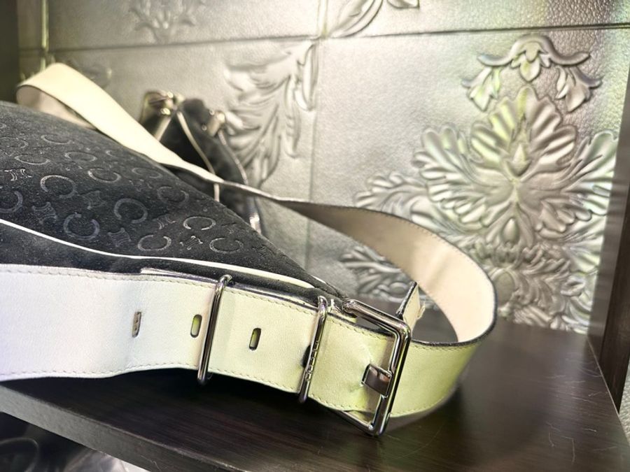 思琳Celine 中古 Vintage 男女合用 古董單肩包 復古 絕版 經典 C Macadam 老花暗紋 郵差包 斜背包 messenger bag crossbody bag-11