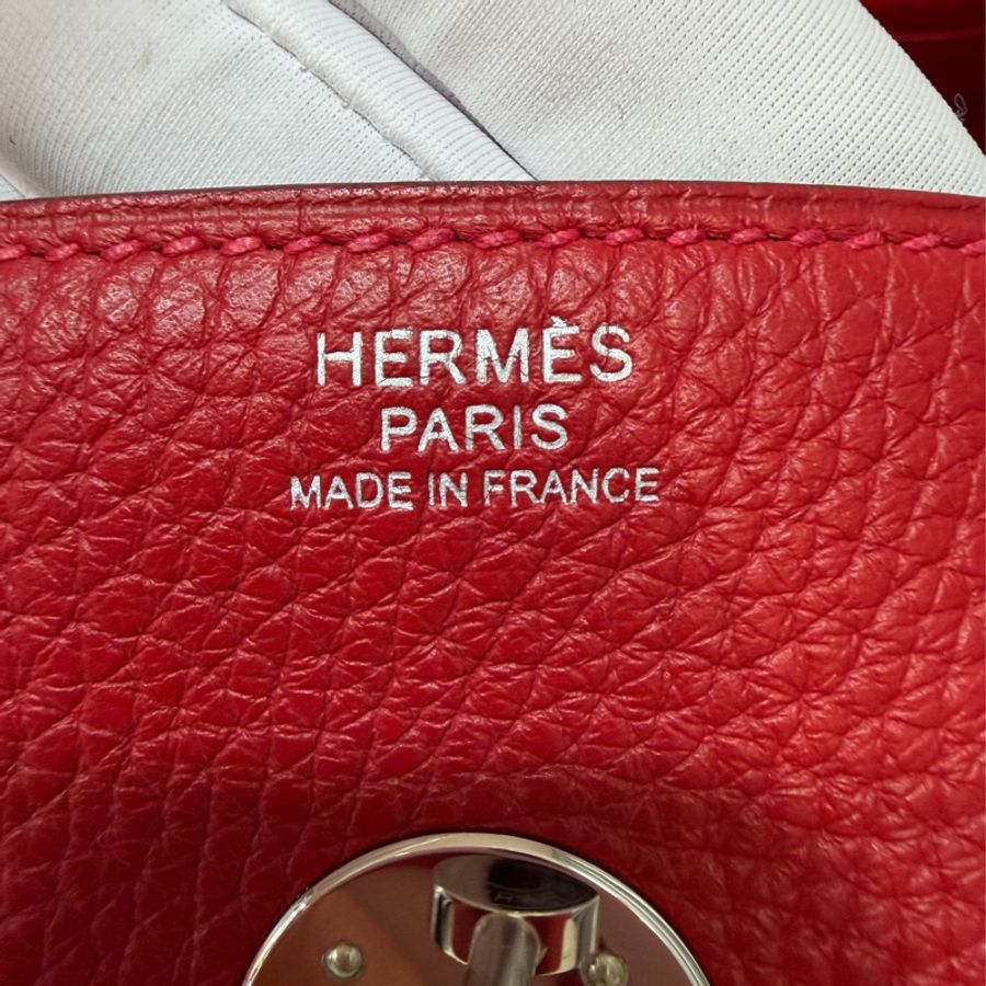 HERMES TC 蕃茄紅銀釦 LINDY 34| 手提包 肩背包 2用包 拉鍊包-30